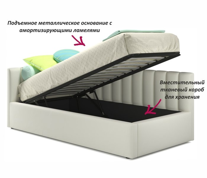 Кровать с подъемным механизмом и матрасом Milena 90х200 светло-бежевого цвета - купить Кровати для спальни по цене 33090.0