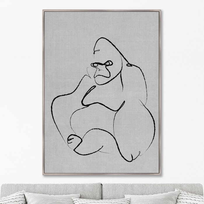 Репродукция картины на холсте Gorilla on gray