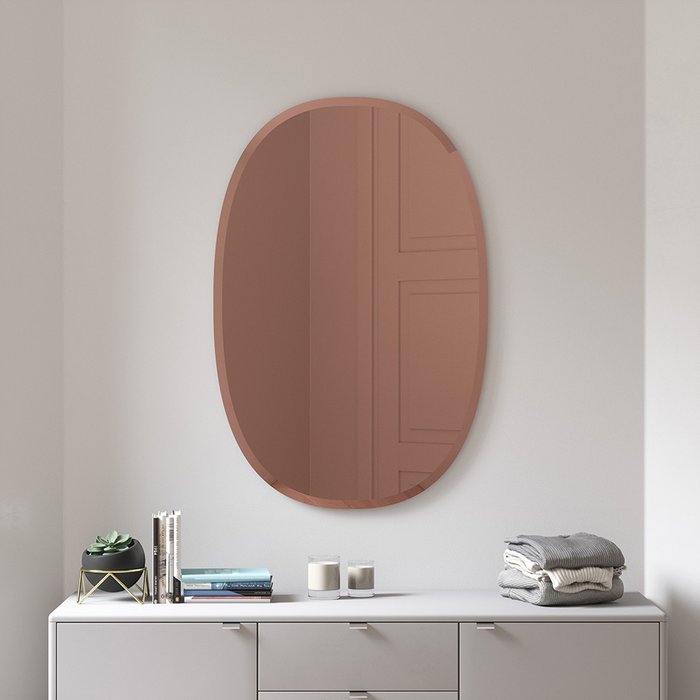 Настенное зеркало Hub 61х91 медного цвета  - купить Настенные зеркала по цене 14750.0