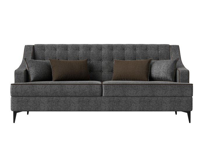 Прямой диван Марк серого цвета с коричневым кантом - купить Прямые диваны по цене 45999.0