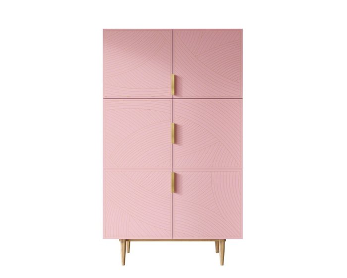 Шкаф Line с шестью дверками розового цвета