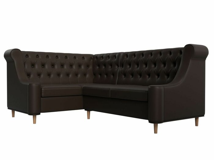 Угловой диван Бронкс коричневого цвета (экокожа) левый угол - лучшие Угловые диваны в INMYROOM
