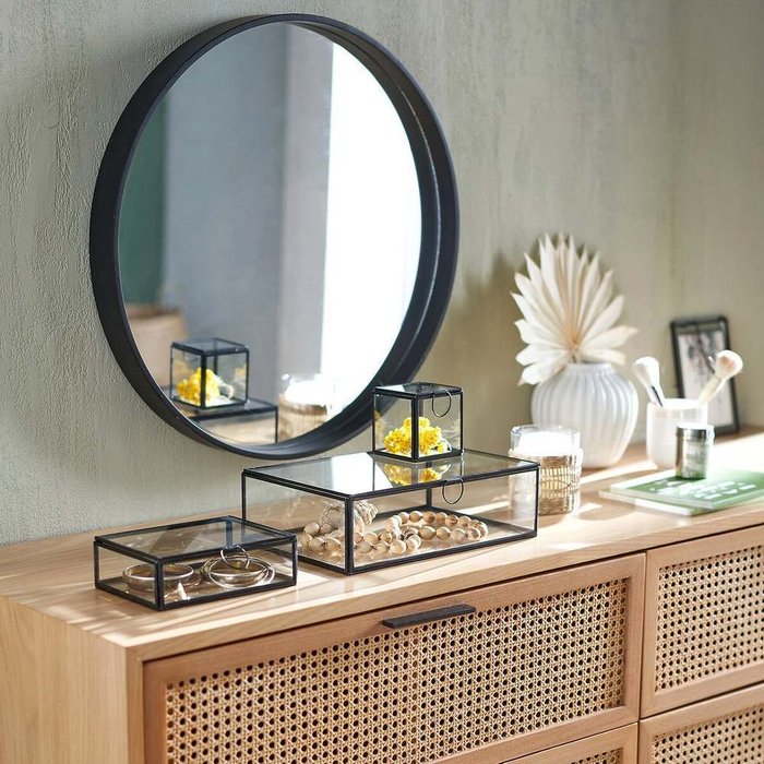 Зеркало настенное круглое Alaria черного цвета - лучшие Настенные зеркала в INMYROOM