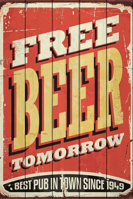 Картина на дереве Free Beer Tomorrow 180х120
