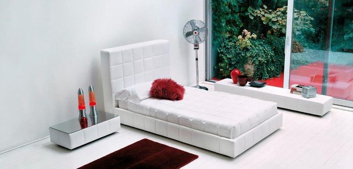 Кровать Squaring Alto из Белой Экокожи 180х200 см - лучшие Кровати для спальни в INMYROOM