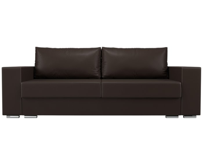 Прямой диван-кровать Исланд коричневого цвета (экокожа) - купить Прямые диваны по цене 49999.0