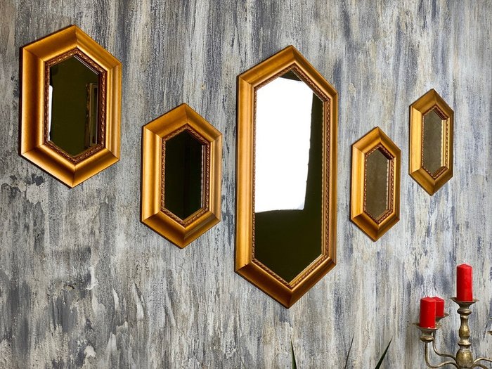Зеркальная композиция Edith золотого цвета - купить Настенные зеркала по цене 28000.0