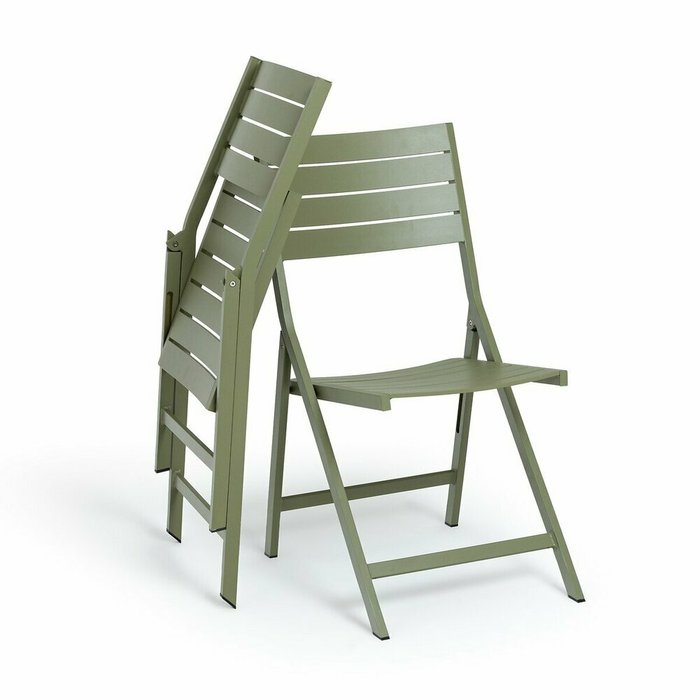Комплект из двух складных садовых стульев из алюминия Zapy зеленого цвета - лучшие Садовые стулья в INMYROOM