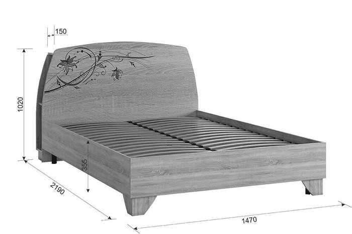 Кровать Виктория-1 140х200 цвета дуб сонома - лучшие Кровати для спальни в INMYROOM