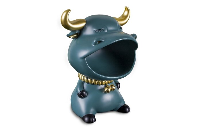 Статуэтка  бык с нишей сине-зеленого цвета