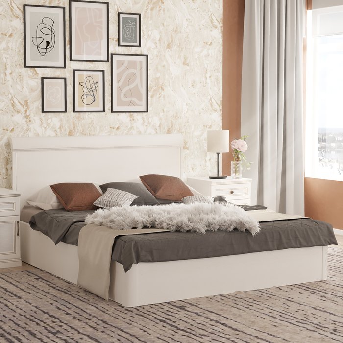 Кровать Белладжио 140х200 белого цвета с подъемным механизмом - лучшие Кровати для спальни в INMYROOM