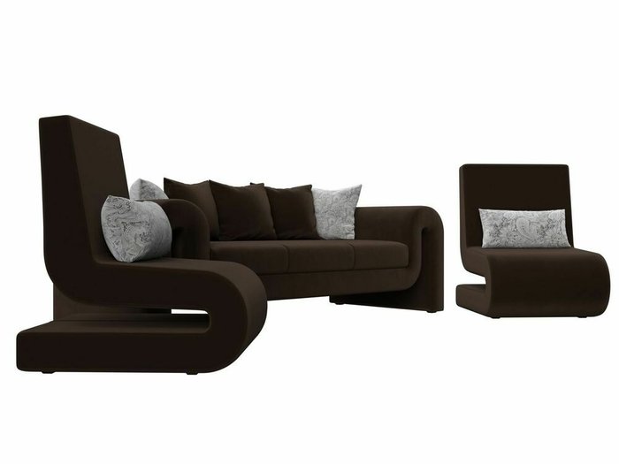 Набор мягкой мебели Волна 1 коричневого цвета - лучшие Комплекты мягкой мебели в INMYROOM
