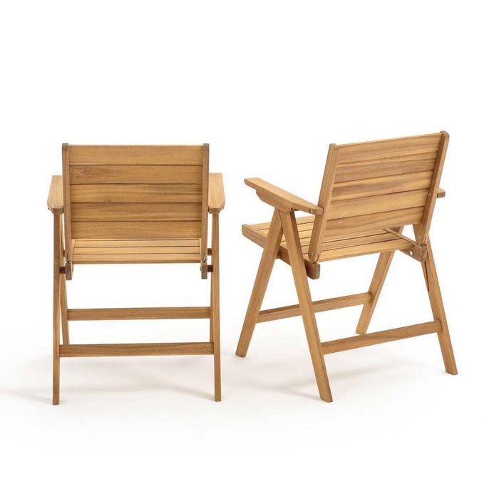 Комплект из двух складных кресел Réalto из акации бежевого цвета - лучшие Садовые кресла в INMYROOM