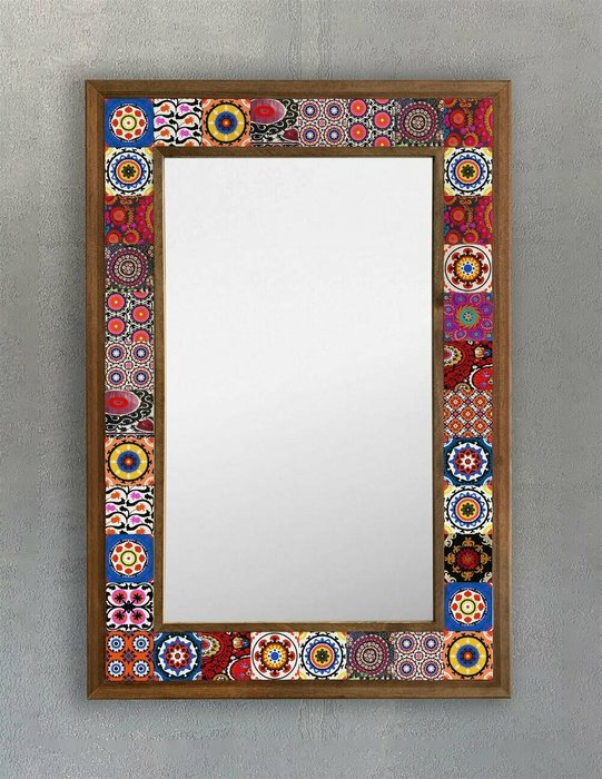 Настенное зеркало 43x63 с каменной мозаикой розово-синего цвета - купить Настенные зеркала по цене 22495.0