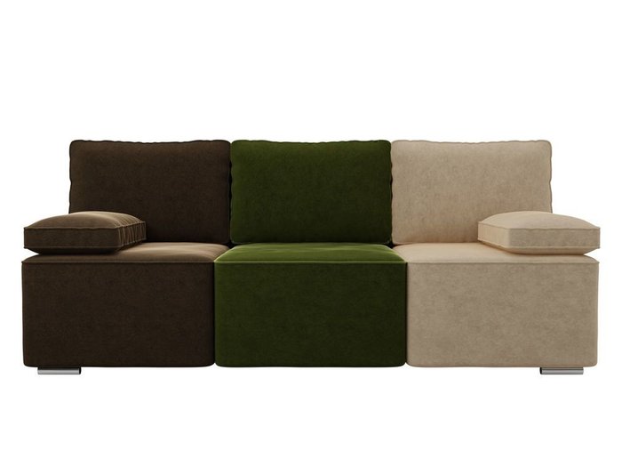 Прямой диван-кровать Радуга коричнево-бежево-зеленого цвета - купить Прямые диваны по цене 31990.0