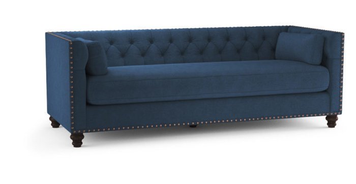 Трехместный диван Chesterfield Florence синий - купить Прямые диваны по цене 66800.0