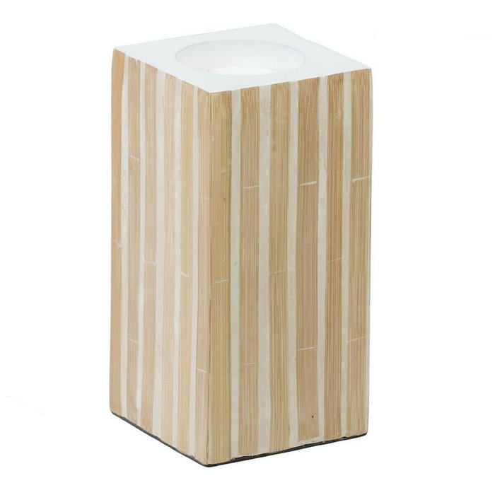 Подсвечник Бежевый Бамбук Деревянный MDF 10,5 x 10,5 x 21 cm