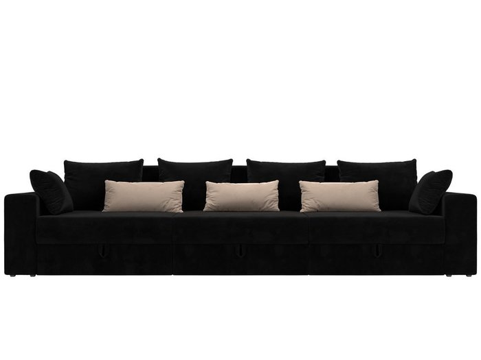 Прямой диван-кровать Мэдисон Long черно-бежевого цвета - купить Прямые диваны по цене 50990.0