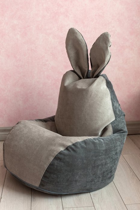Кресло-мешок Зайчик серо-бежевого цвета - купить Бескаркасная мебель по цене 4890.0