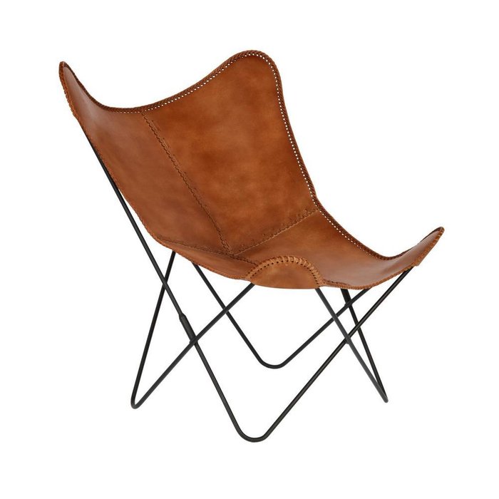 Стул-кресло Flynn Brown leather chair коричневого цвета