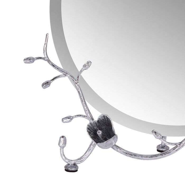 Настольное зеркало Орхидея с декоративными элементами серебряного цвета - купить Настольные зеркала по цене 11915.0