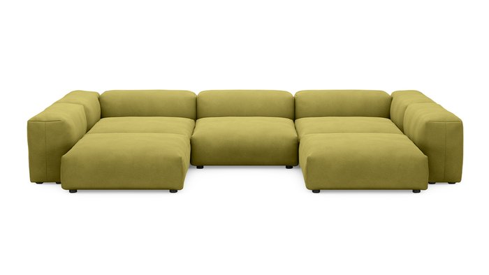 Угловой диван Фиджи П-образный горчичного цвета - лучшие Угловые диваны в INMYROOM
