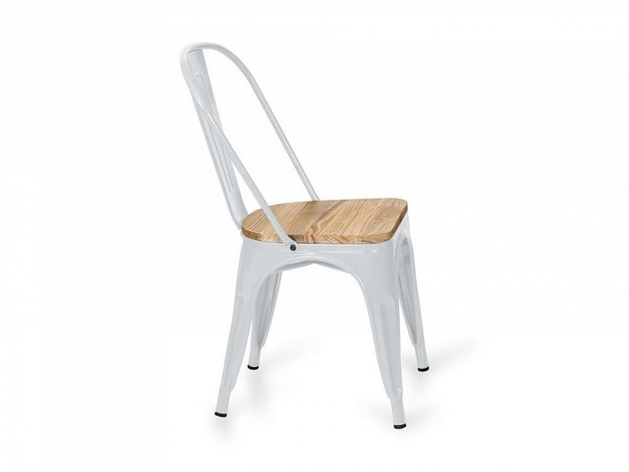 Стул Tolix wood бело-коричневого цвета - лучшие Обеденные стулья в INMYROOM