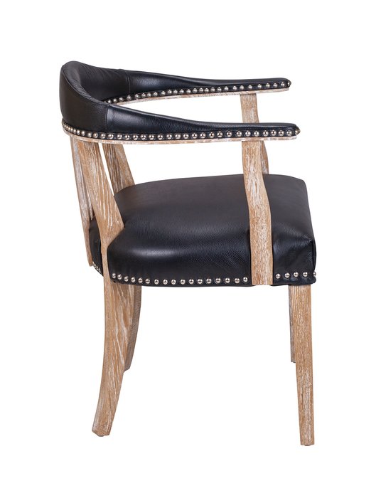 Стул с подлокотником Tanner black leather черного цвета - лучшие Обеденные стулья в INMYROOM