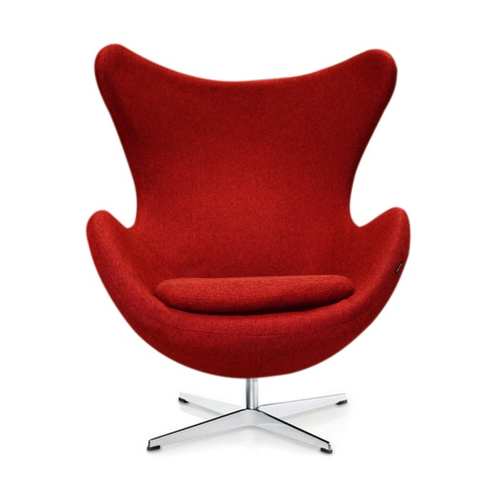 Кресло "Egg Chair" с кашемировой тканью красного цвета  