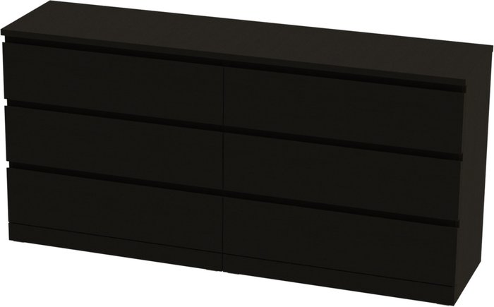 Комод Варма с шестью выдвижными ящиками черного цвета