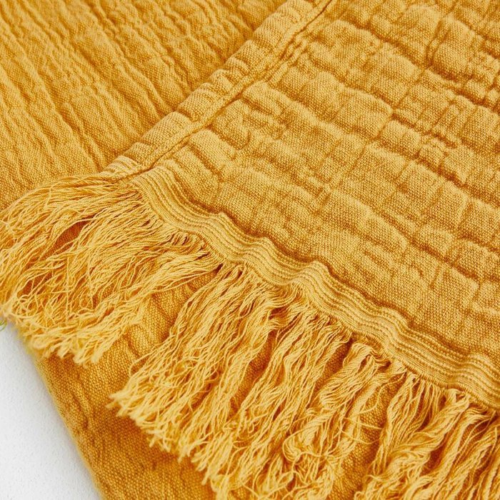Плед из хлопчатобумажной газовой ткани Aska 180x230 желтого цвета - купить Пледы по цене 13406.0
