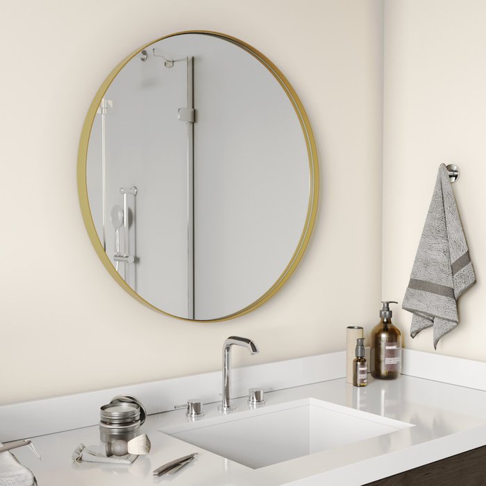 Дизайнерское настенное зеркало Rauntel M в раме золотого цвета - купить Настенные зеркала по цене 14900.0