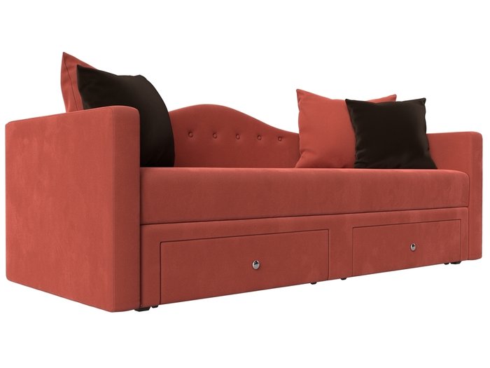 Детский прямой диван-кровать Дориан кораллового цвета