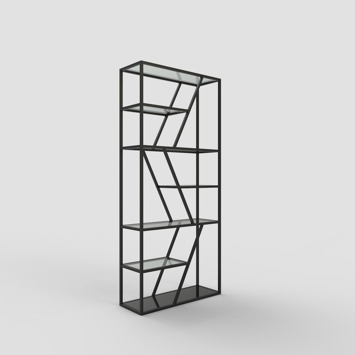 Стеллаж "Demid" черный с зеркалом (2200х1100х300)