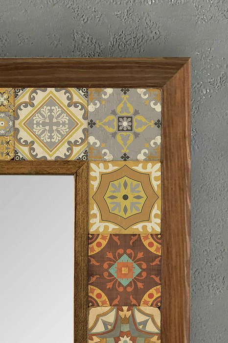 Настенное зеркало с каменной мозаикой 33x33 бежево-коричневого цвета - лучшие Настенные зеркала в INMYROOM
