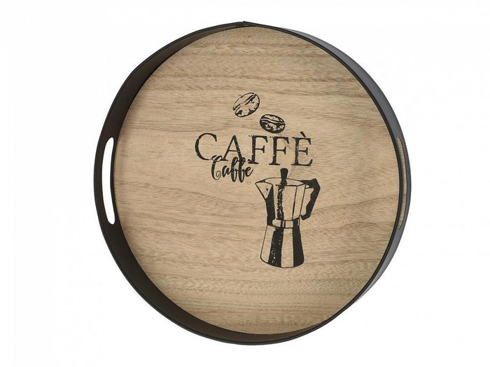 Поднос Coffee Design с деревянным основанием 