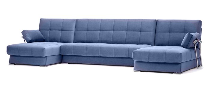 П-образный угловой диван-кровать Дудинка Galaxy  синего цвета