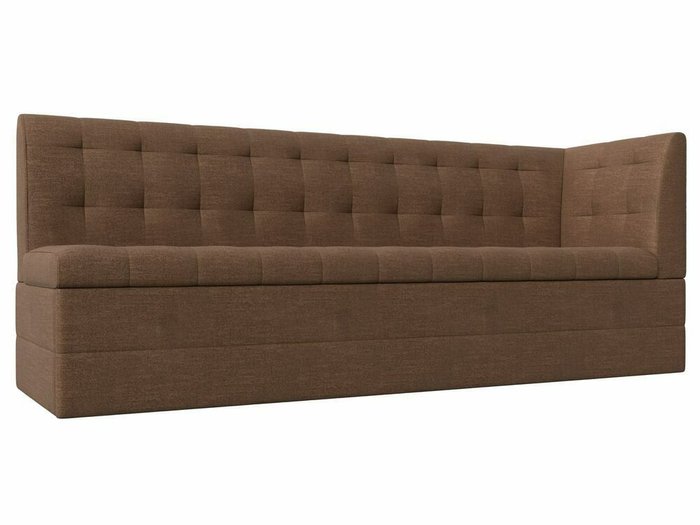 Угловой диван-кровать Бриз коричневого цвета с углом справа