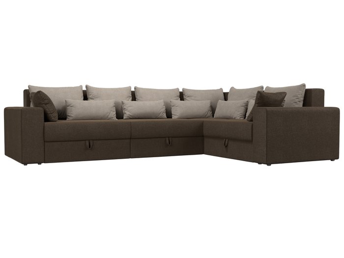 Угловой диван-кровать Мэдисон Long коричнево-бежевого цвета правый угол