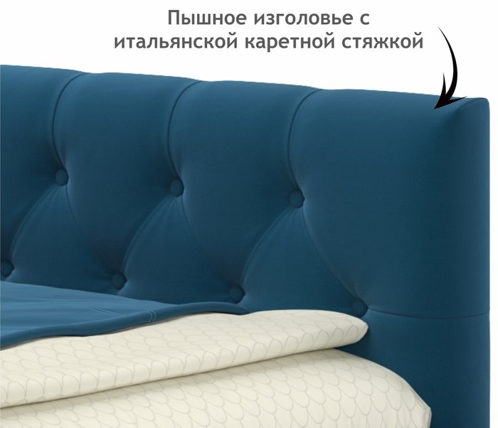 Кровать-тахта Afelia с ящиками 90х200 синего цвета без подъемного механизма - лучшие Одноярусные кроватки в INMYROOM