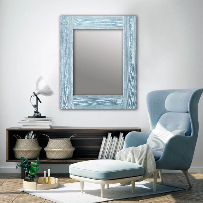 Настенное зеркало Шебби Шик 50х65 голубого цвета - лучшие Настенные зеркала в INMYROOM