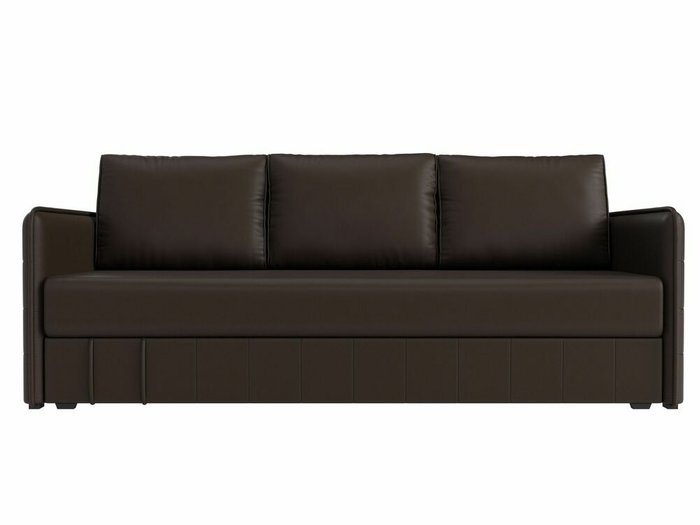 Прямой диван-кровать Слим коричневого цвета (экокожа) с пружинным блоком - купить Прямые диваны по цене 46999.0