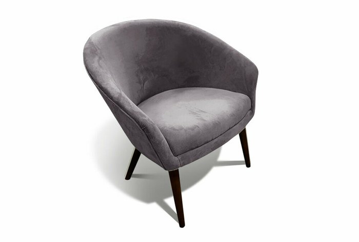 Кресло Тиана серого цвета с ножками цвета венге