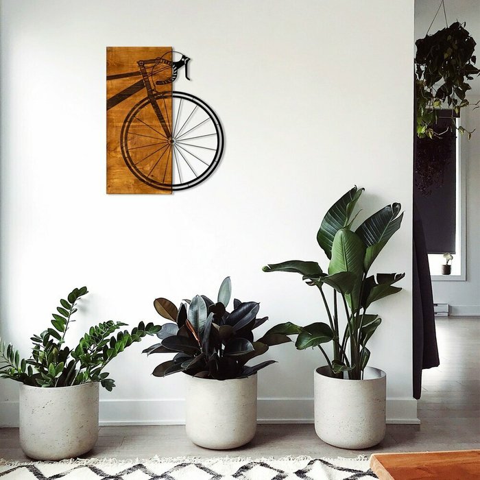 Настенный декор Велосипед 45x58 коричнево-черного цвета - лучшие Декор стен в INMYROOM
