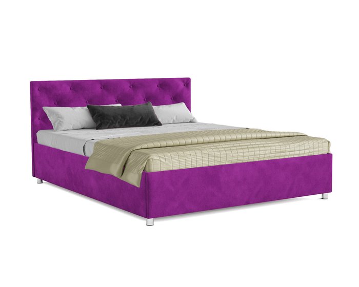 Кровать Классик 140х190 фиолетового цвета с подъемным механизмом (микровельвет)