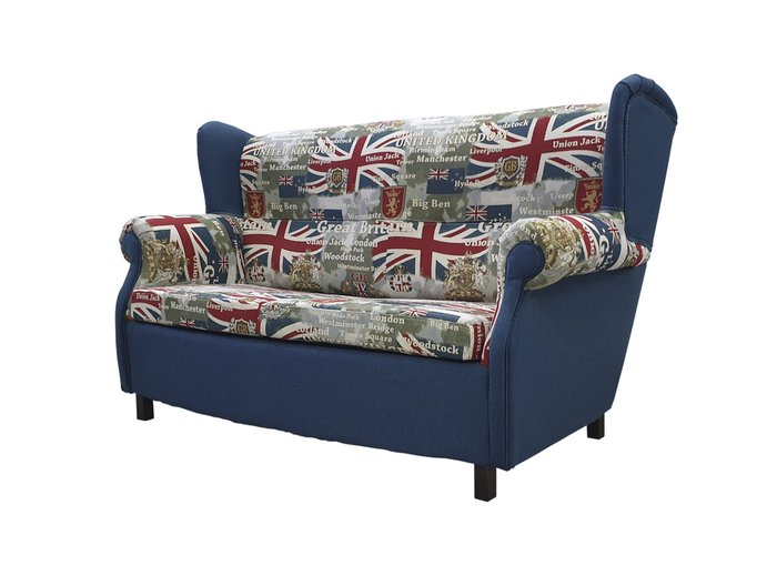 Диван-кровать Британика синего цвета с узором - купить Прямые диваны по цене 76500.0