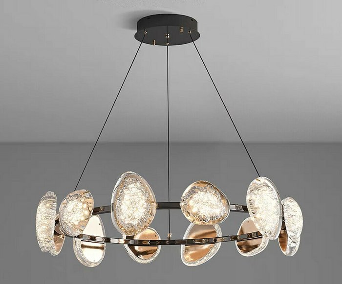 Люстра диммируемая Юнни черный d80 h120 Led 6*5W+6*7W (4000K) с пультом ДУ