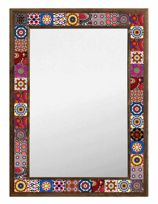 Настенное зеркало 53x73 с каменной мозаикой розово-синего цвета