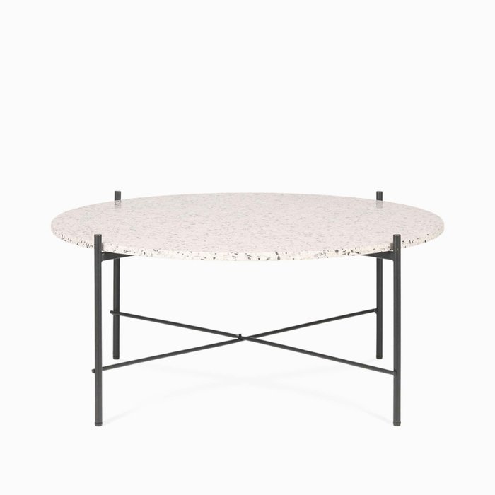 Lacio Terrazzo Журнальный столик, круглый, придиванный, на ножках, керамика, 80×80×36 см