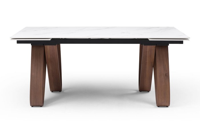 Раскладной обеденный стол Lido бело-коричневого цвета - лучшие Обеденные столы в INMYROOM